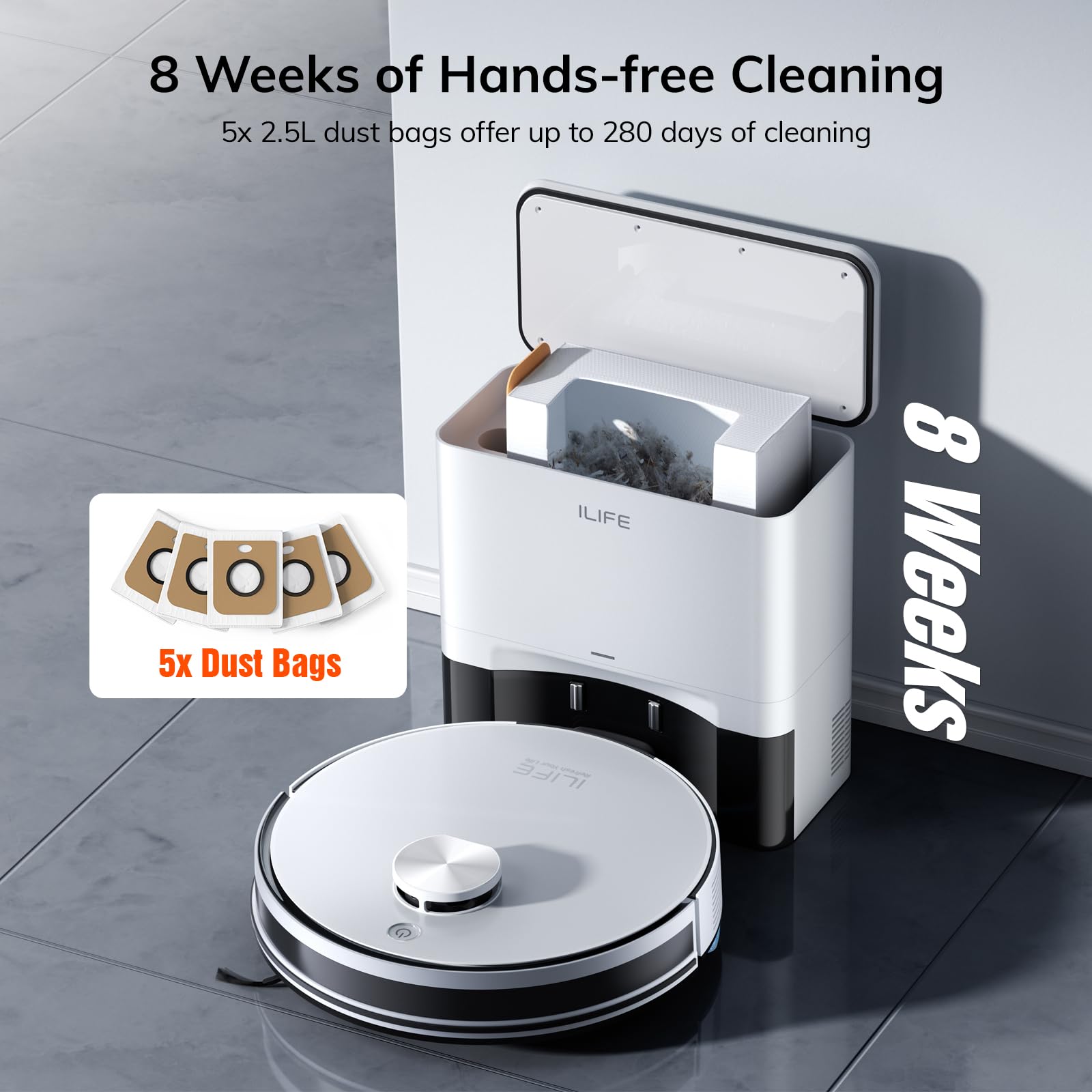 ILIFE A30 Pro cleans a hard floor with strong suction