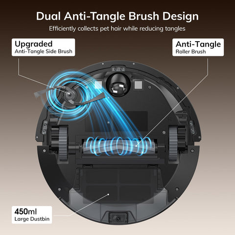 ILIFE A30s anti-tangle brushes handling pet hair effectively