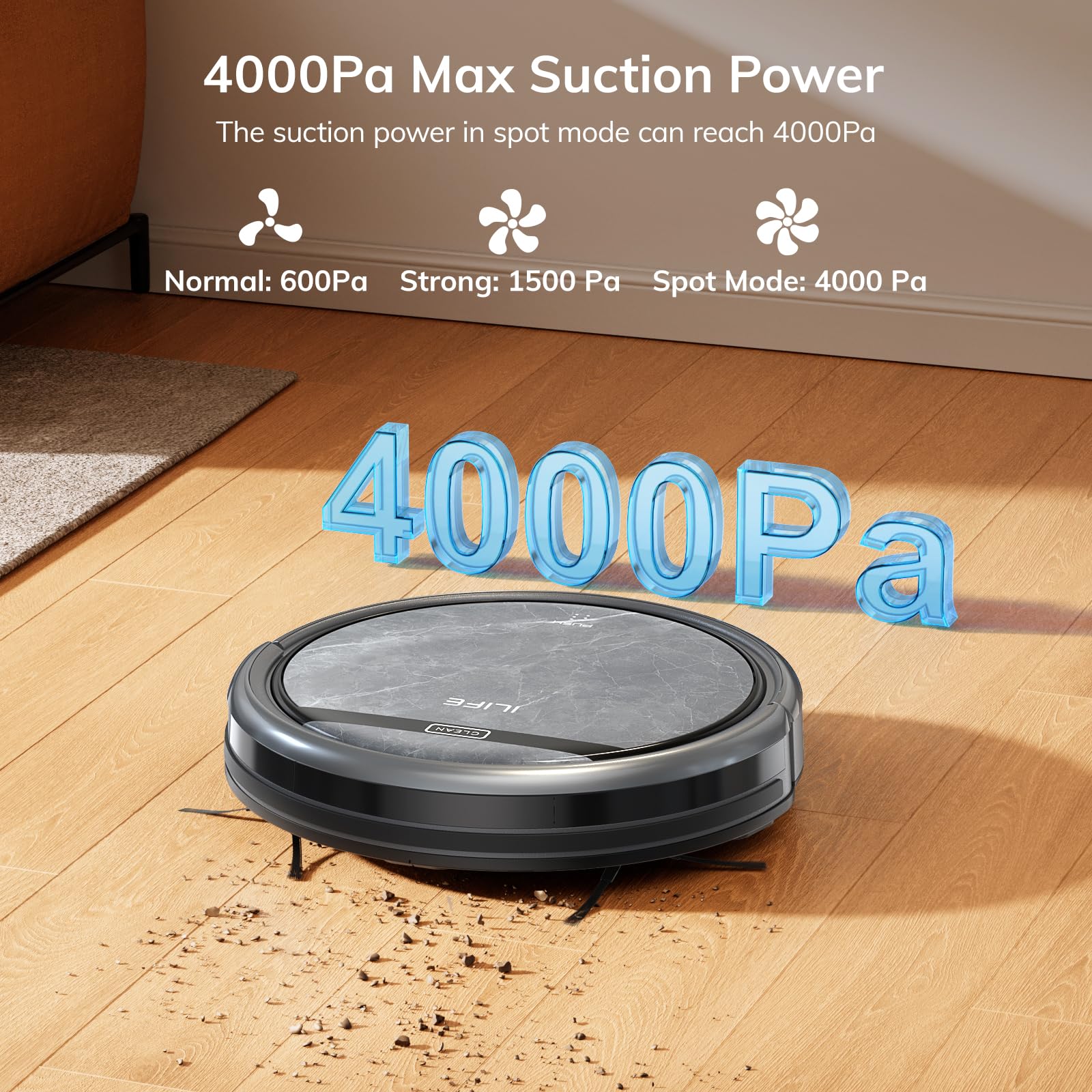 ILIFE V5s Max suction up to 4000Pa for deep dirt