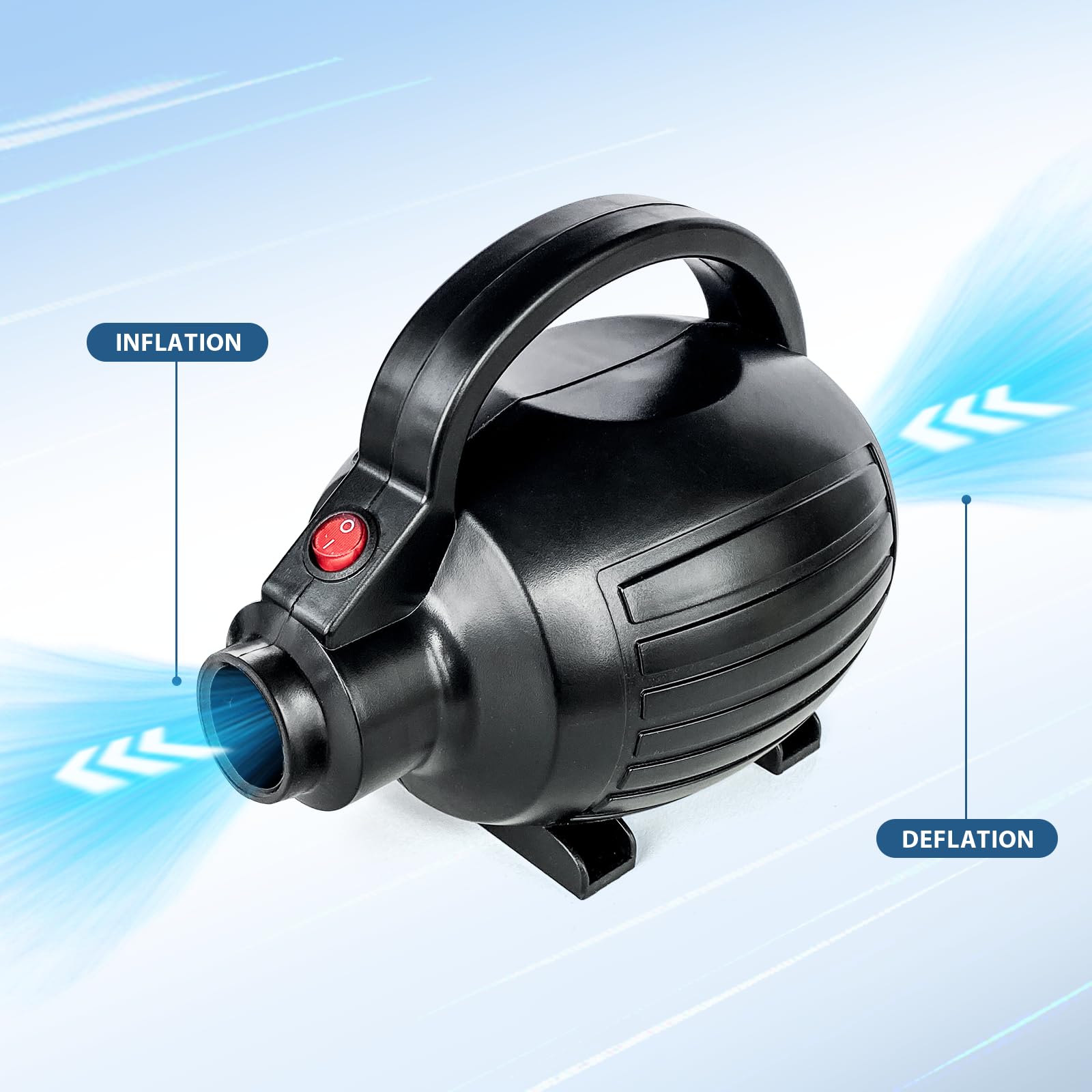 iLink-outer 600W motor close-up, powerful inflation performance.