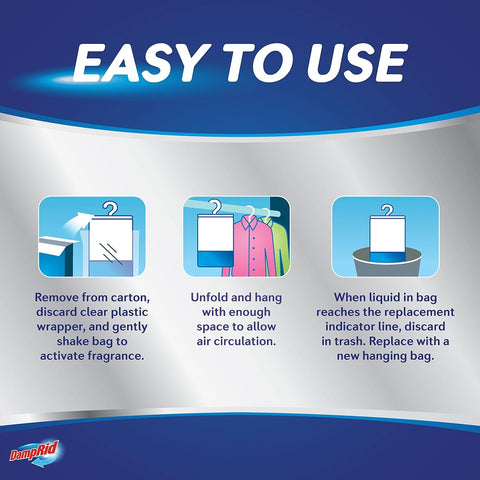 ILIOS Damp Rid hanging bag for humidity control in small spaces.