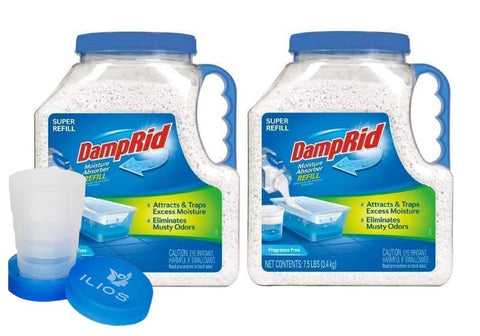ILIOS DampRid refill container 7.5 lb for long-lasting humidity control in basements and closets.