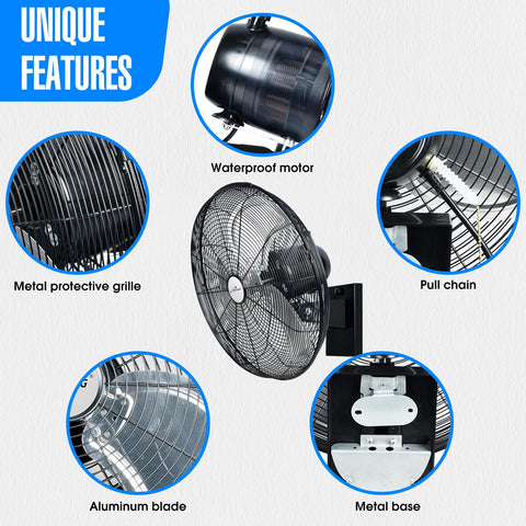 iLiving outdoor wall fan with rust-resistant coating ideal for year-round use.