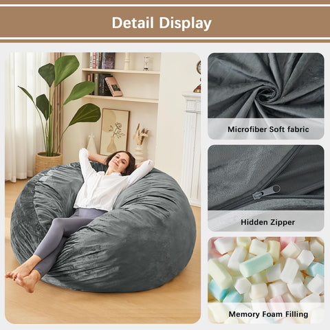 ILPEOD 3ft bean bag chair relaxed pose conveying casual comfort after study.