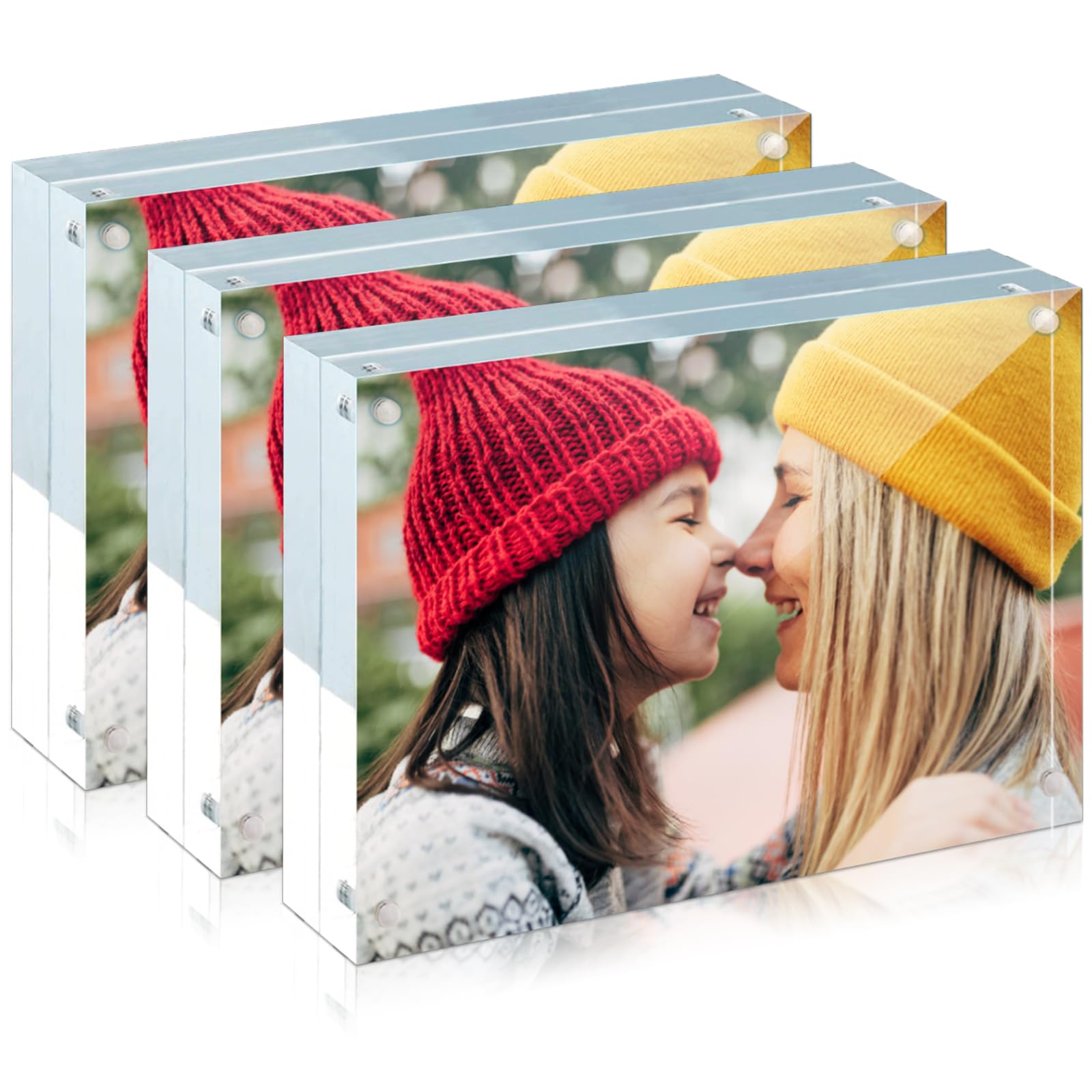 ILYXY 3-Pack Acrylic Frame front-back display for dual memories.