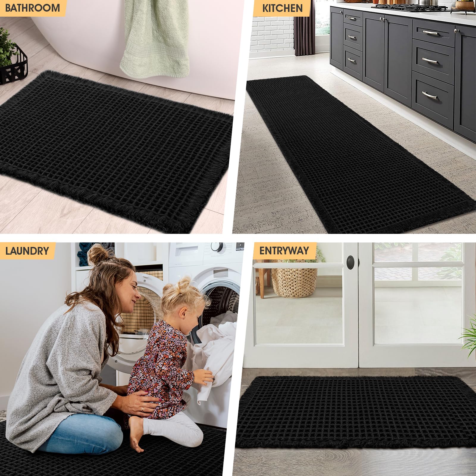 IM HOME washable bath rug care instructions shown in setting