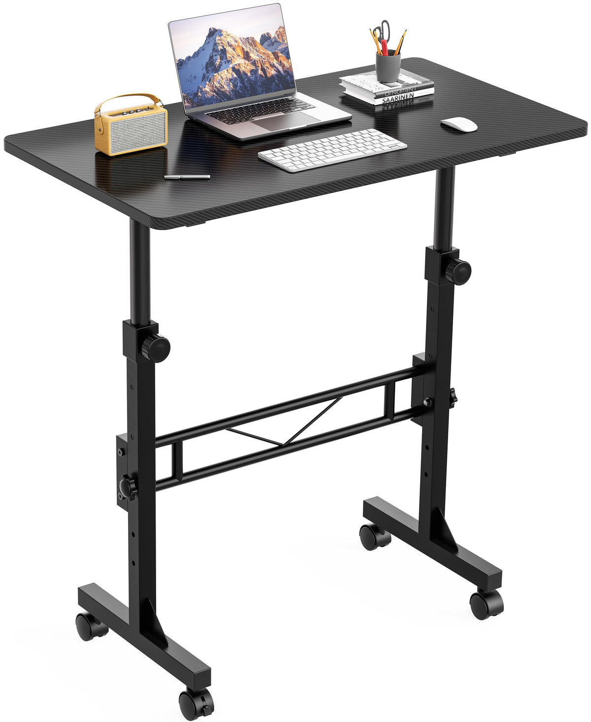 HOMIDEC 32-Inch Standing Desk | Portable Height-Adjustable, Rolling Home Office Desk – Black