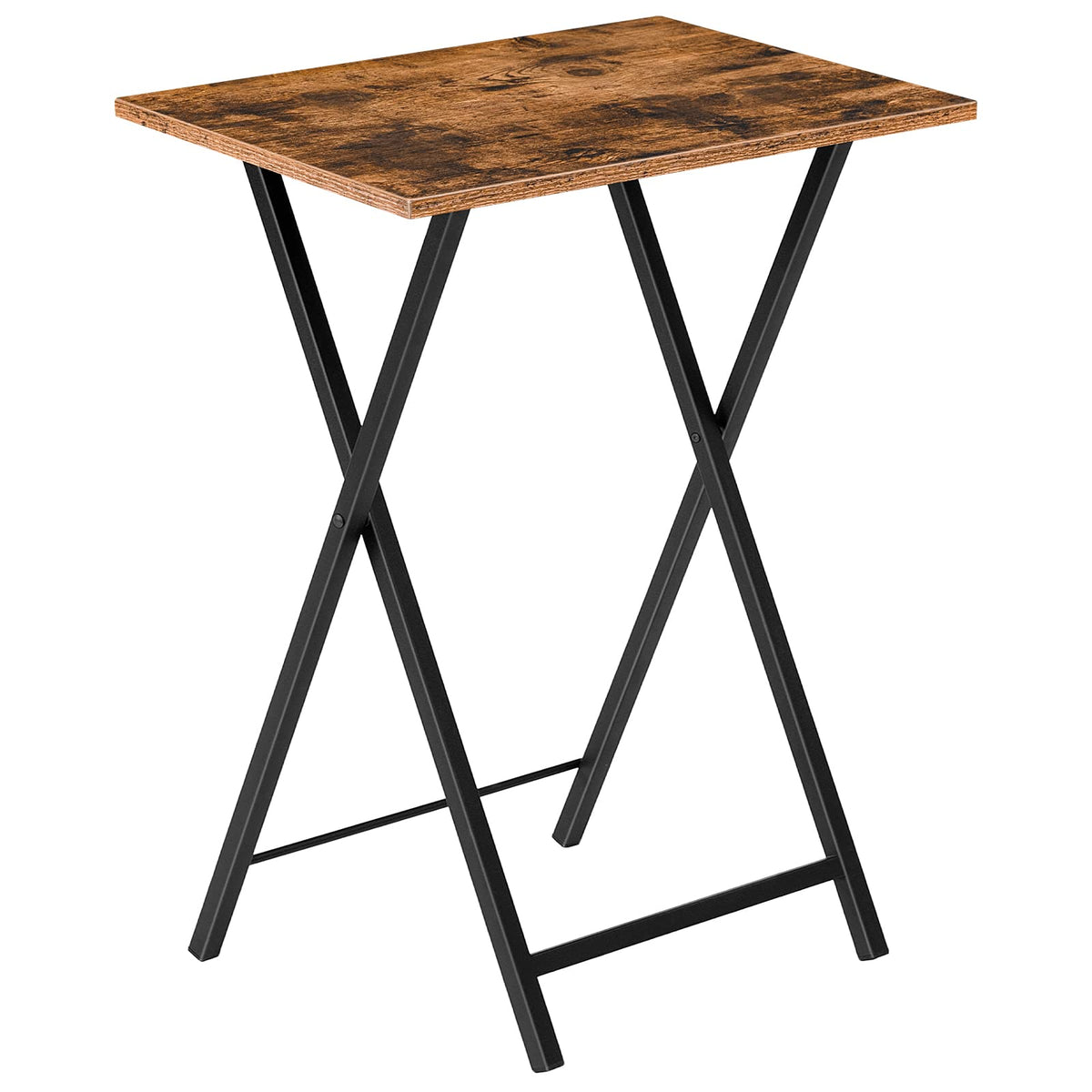 HOOBRO Folding TV Table, TV Tray, Stable Snack Table for Small Space, Portable Sofaside Desk, Easy Assembly and Storage, Ideal for Snacks and Meals in Living Room, Rustic Brown and Black BF15BZ01