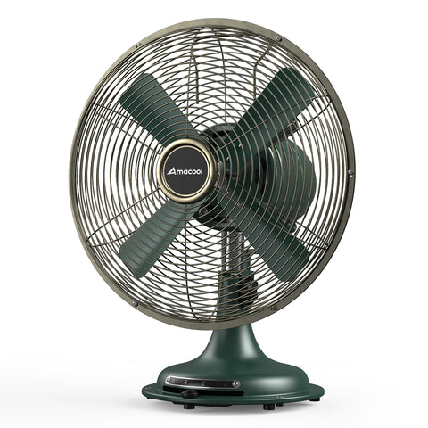 AMACOOL oscillating vintage fan front view on a desk for cooling comfort