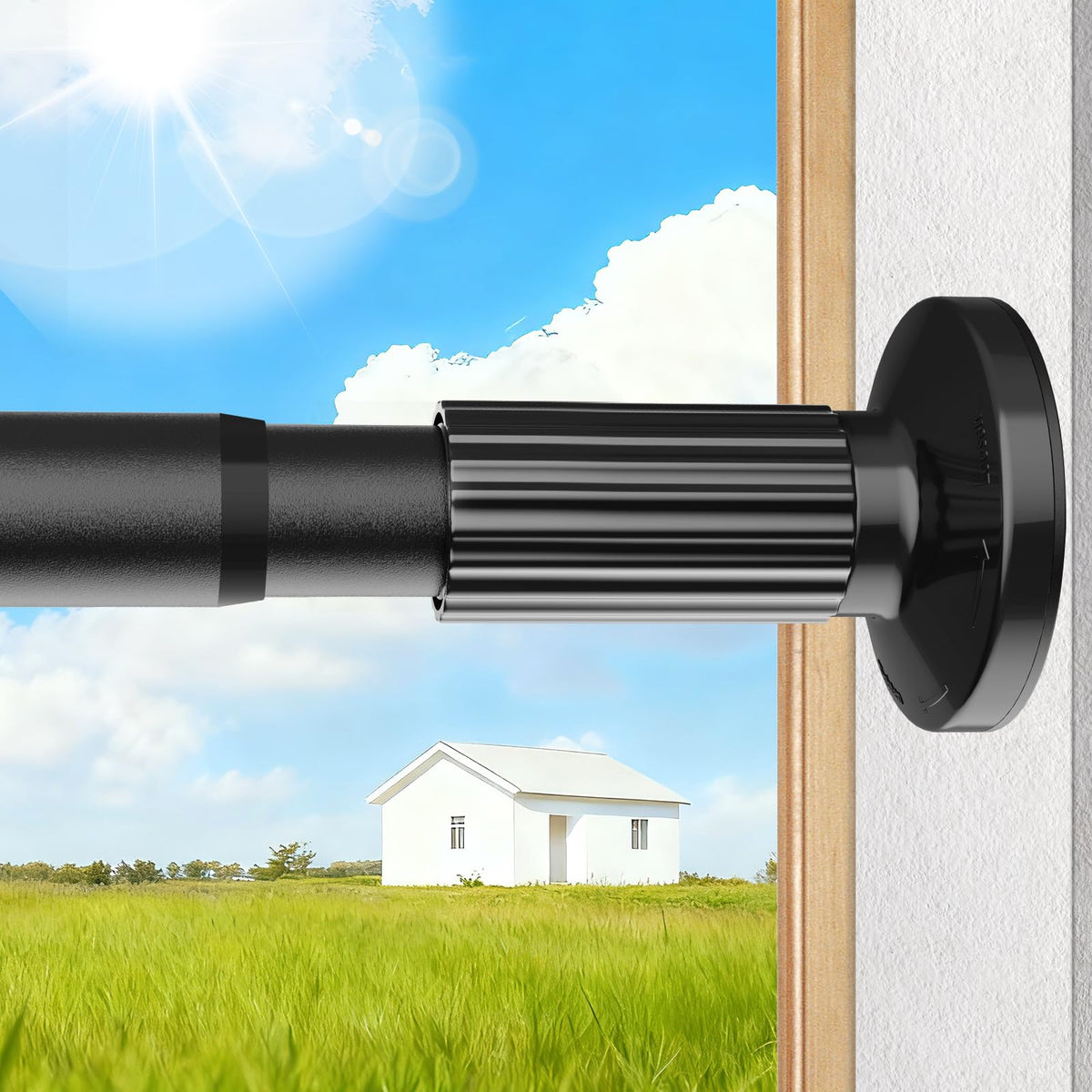 Parutta Tension Curtain Rod 51-166 in | No-Drill Outdoor Rod, 1.26in Black