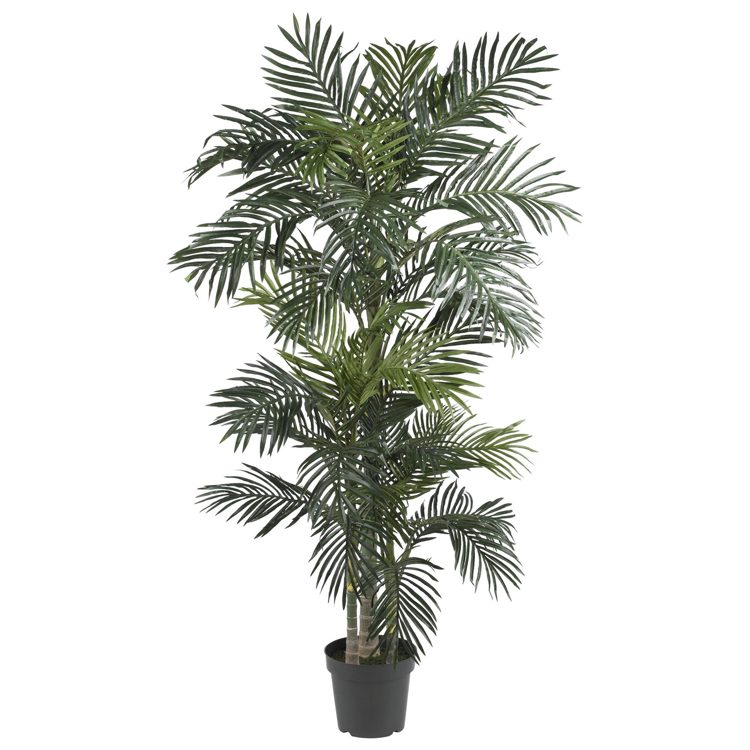 Nearly Natural Golden Cane Palm Tree with three trunks for indoor tropical appeal.