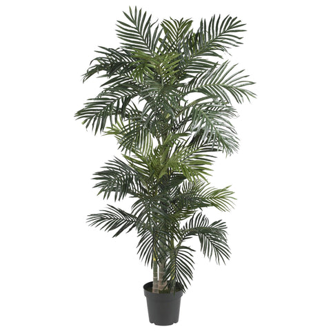 Nearly Natural Golden Cane Palm Tree with three trunks for indoor tropical appeal.
