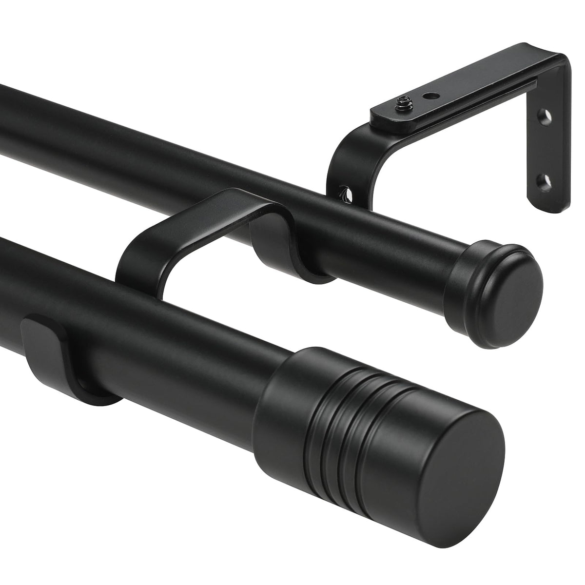 Creatyi 1-Inch Heavy Duty Double Curtain Rods — Adjustable 32 to 129 Inches, Black