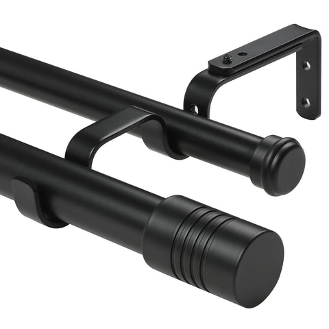 Creatyi 1-Inch Heavy Duty Double Curtain Rods — Adjustable 32 to 129 Inches, Black