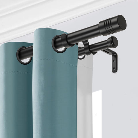 Creatyi 1-Inch Heavy Duty Double Curtain Rods — Adjustable 32 to 129 Inches, Black