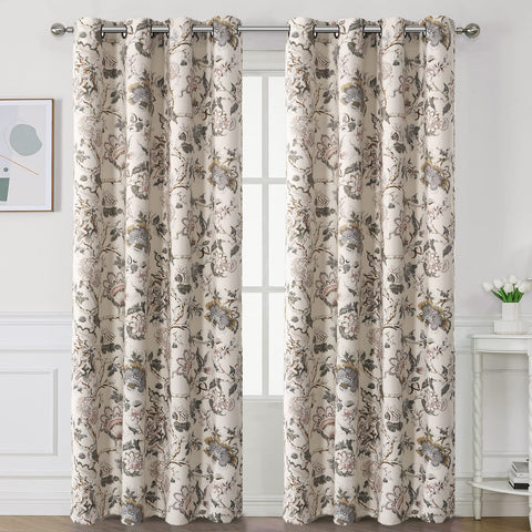 H.VERSAILTEX bedroom curtains with floral sage-brown pattern for privacy.