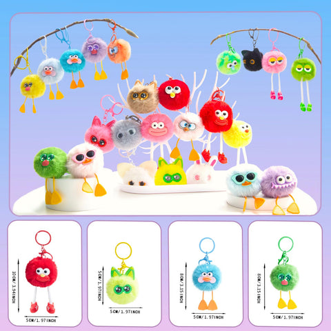 OMyFav 24 Pcs Party Favors Keychains - Fluffy Plush Kids Gifts & Classroom Prizes
