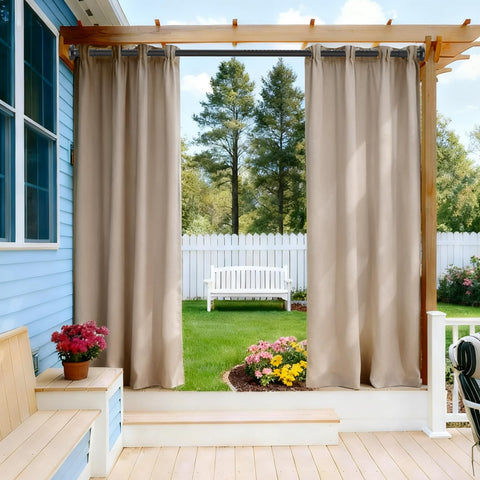 Parutta Tension Curtain Rod 51-166 in | No-Drill Outdoor Rod, 1.26in Black