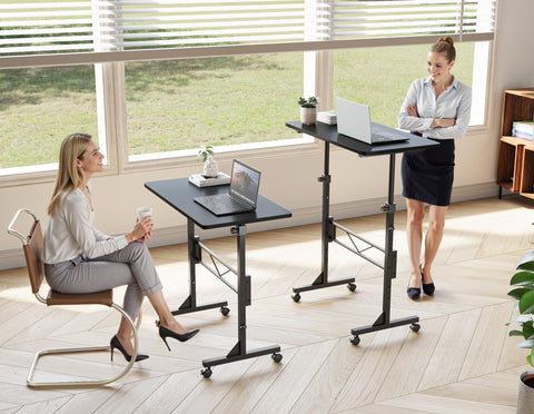 HOMIDEC 32-Inch Standing Desk | Portable Height-Adjustable, Rolling Home Office Desk – Black