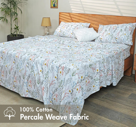 RUVANTI percale queen fitted sheet with 16-inch pocket for secure fit
