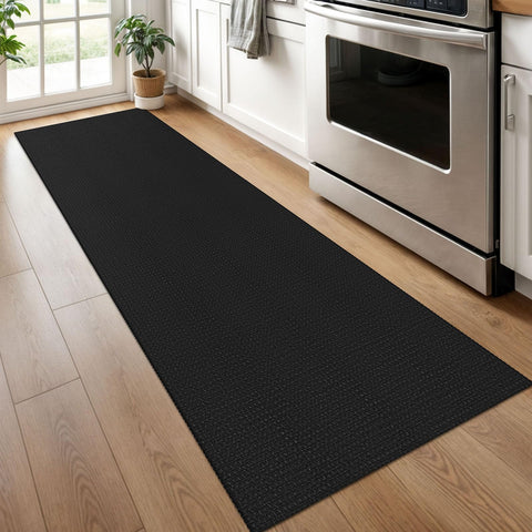 KOZYFLY Runners for Hallways 2x6 ft Washable Kitchen Runner Non Slip Rubber Backed Hall Runners Cotton Entryway Runner Rugs Floor Carpet for Indoor Backdoor Bedroom Kitchen, Black/Dark Grey