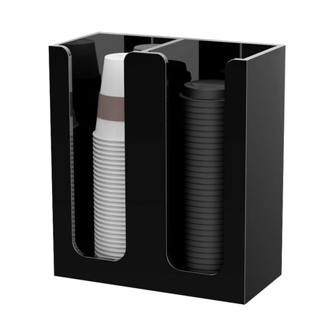 Richboom Acrylic Cup & Lid Storage Organizer – 2 Compartments, Black