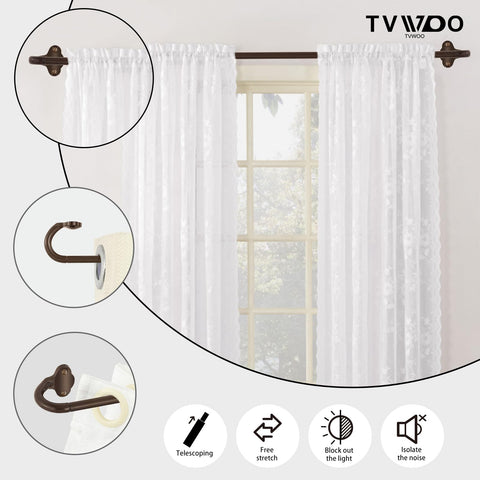 TVWOO Bronze Wrap Around Curtain Rods 2 Pack - Adjustable 28-48 Inch, Blackout