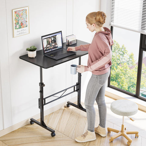HOMIDEC 32-Inch Standing Desk | Portable Height-Adjustable, Rolling Home Office Desk – Black