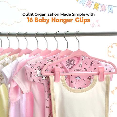 Babyrish hangers include 16 detachable clips for pants and bibs.