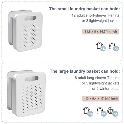 Goderewild Collapsible Laundry Basket, Space-Saving Wall-Mounted Hamper, Detachable Hanging Organizer for Home, Dorms, RVs, Measures 11.8" x 8" x 14.7" In (White)