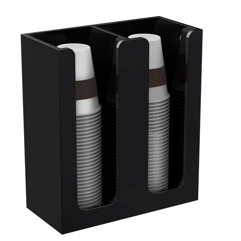 Richboom Acrylic Cup & Lid Storage Organizer – 2 Compartments, Black