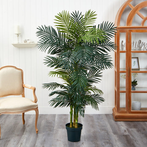 Nearly Natural Golden Cane Palm Tree bendable fronds let you shape the look.