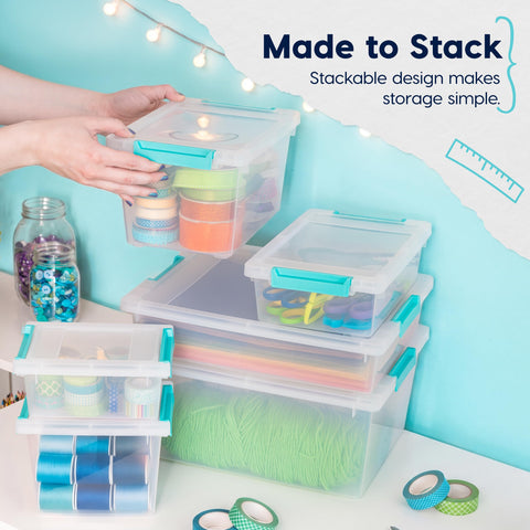 IRIS USA 2 Qt Craft Storage Bins with Lids (6-Pack) – Made in USA, Clip Box