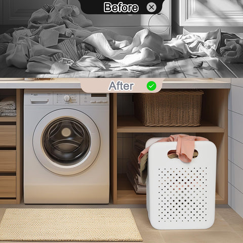 Goderewild Collapsible Laundry Basket, Space-Saving Wall-Mounted Hamper, Detachable Hanging Organizer for Home, Dorms, RVs, Measures 11.8" x 8" x 14.7" In (White)