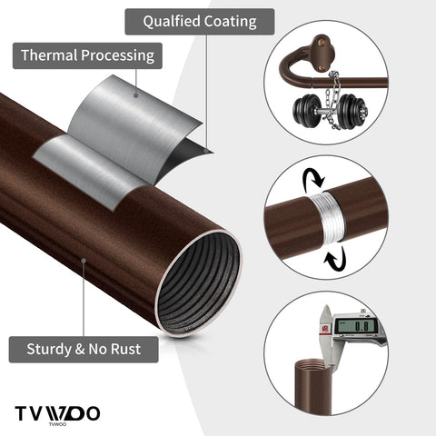 TVWOO Bronze Wrap Around Curtain Rods 2 Pack - Adjustable 28-48 Inch, Blackout
