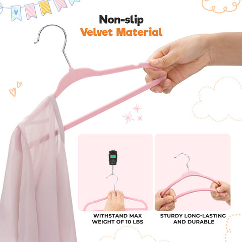 Babyrish velvet hangers keep outfits ready for outings and playdates.