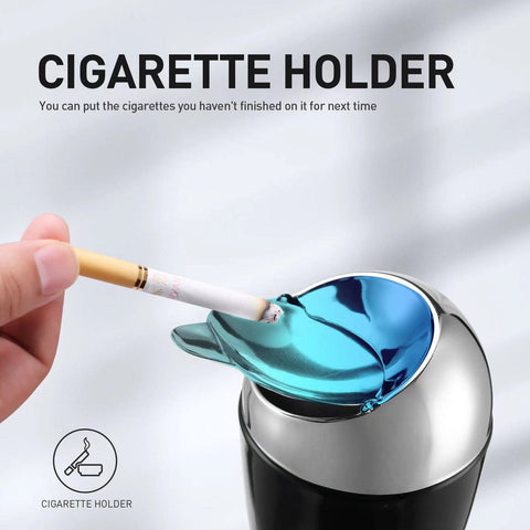 Anfrere Adjustable Ashtray with Lid, Smokeless Windproof Tall Stand Holder for Home Patio, Black Outdoor Cigarette Ash Tray Receptacle in 20", 27.5", 35" Heights