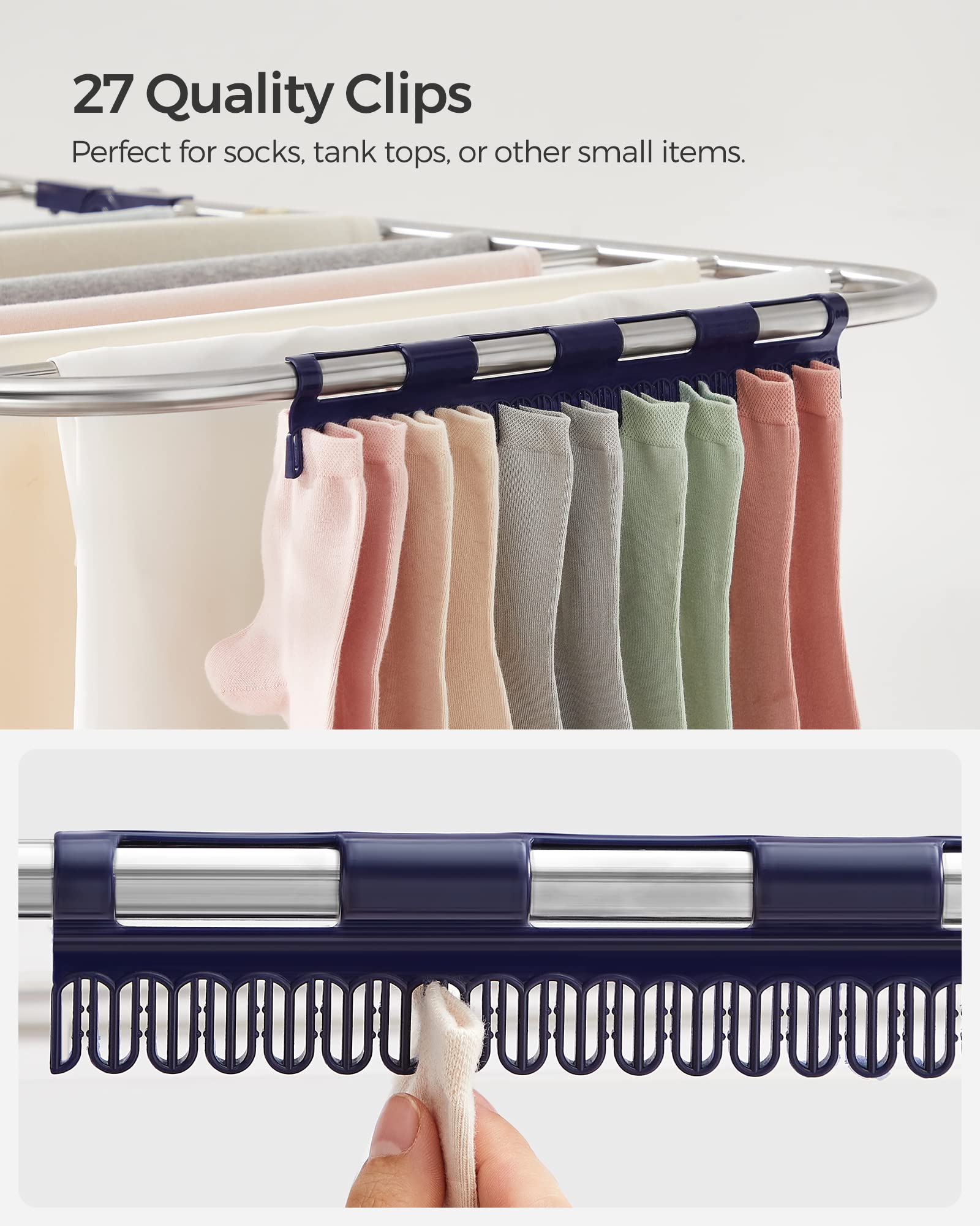 Rust-resistant steel tubes and durable connectors on SONGMICS rack