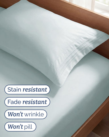 Twin Size 3 Piece Sheet Set - Comfy Breathable & Cooling Sheets - Hotel Luxury Bed Sheets for Women & Men - Deep Pockets, Easy-Fit, Extra Soft & Wrinkle Free Sheets - Ice Blue Oeko-Tex Bed Sheet Set
