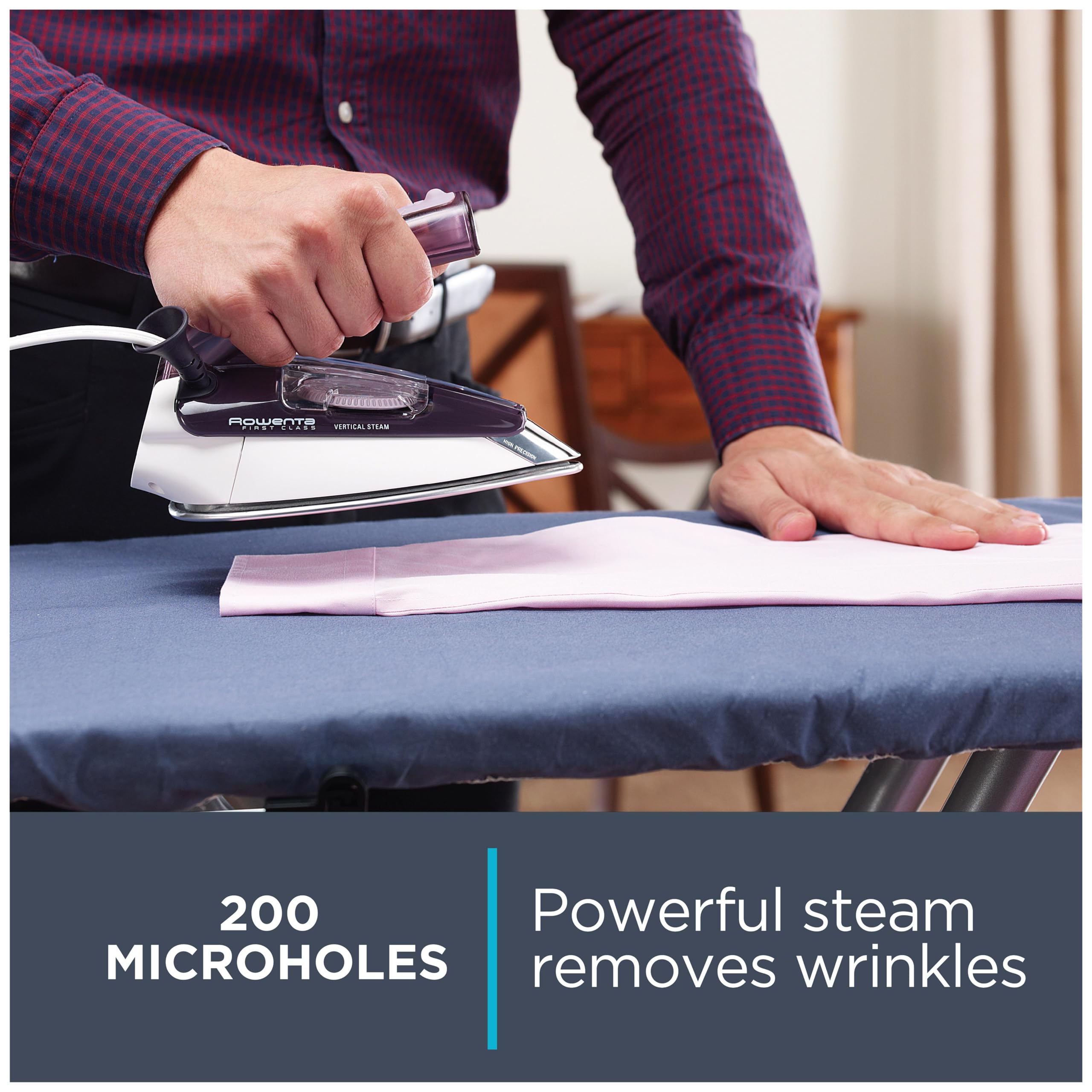 Rowenta Pro Compact Travel Iron reveals a transparent water tank for quick refills.