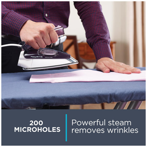 Rowenta Pro Compact Travel Iron reveals a transparent water tank for quick refills.