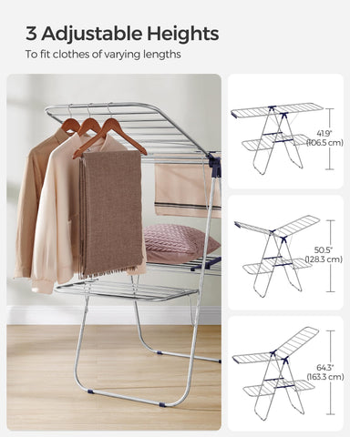 Free-standing design of SONGMICS airer for flexible placement