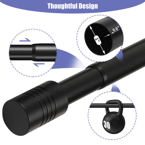 Creatyi 1-Inch Heavy Duty Double Curtain Rods — Adjustable 32 to 129 Inches, Black