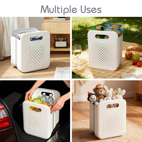 Goderewild Collapsible Laundry Basket, Space-Saving Wall-Mounted Hamper, Detachable Hanging Organizer for Home, Dorms, RVs, Measures 11.8" x 8" x 14.7" In (White)