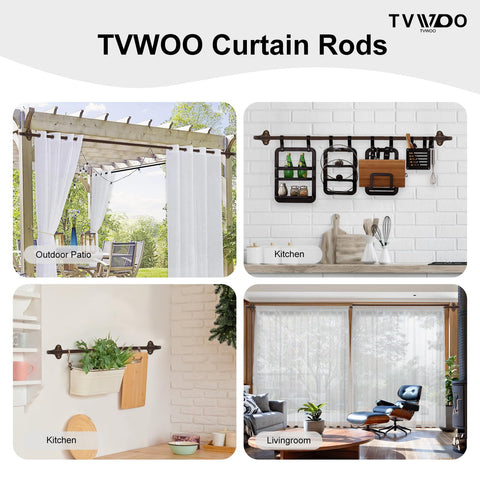 TVWOO Bronze Wrap Around Curtain Rods 2 Pack - Adjustable 28-48 Inch, Blackout