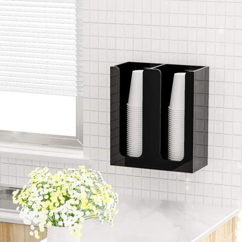 Richboom Acrylic Cup & Lid Storage Organizer – 2 Compartments, Black
