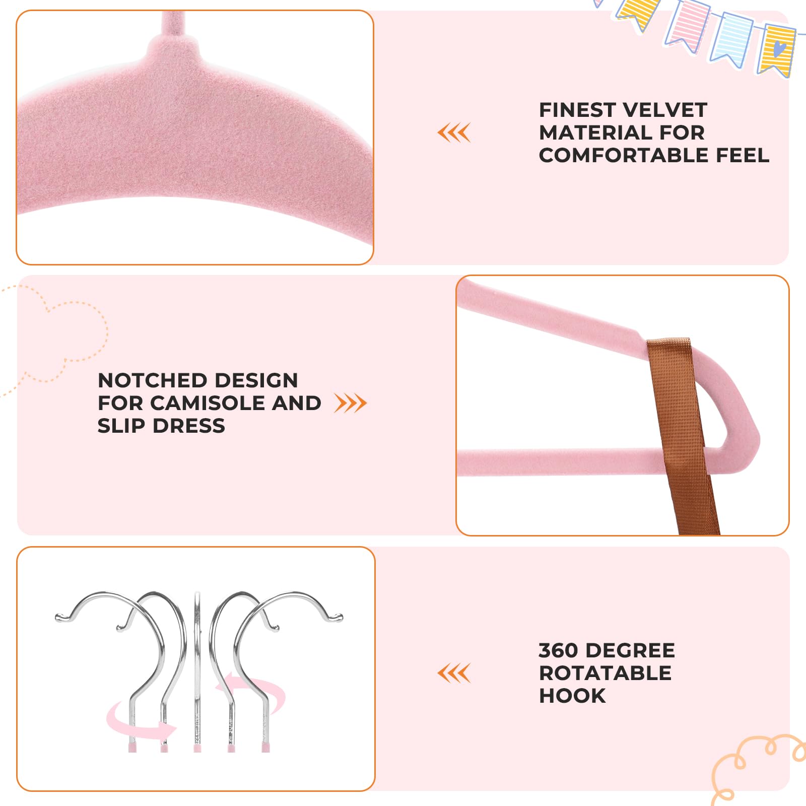 Babyrish 360-degree swivel hooks provide easy access.