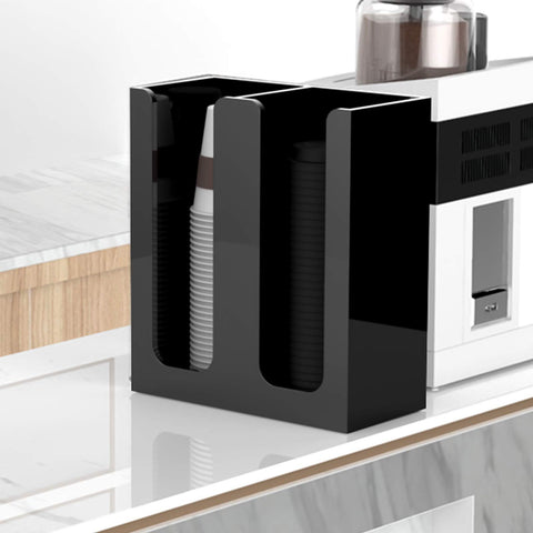 Richboom Acrylic Cup & Lid Storage Organizer – 2 Compartments, Black