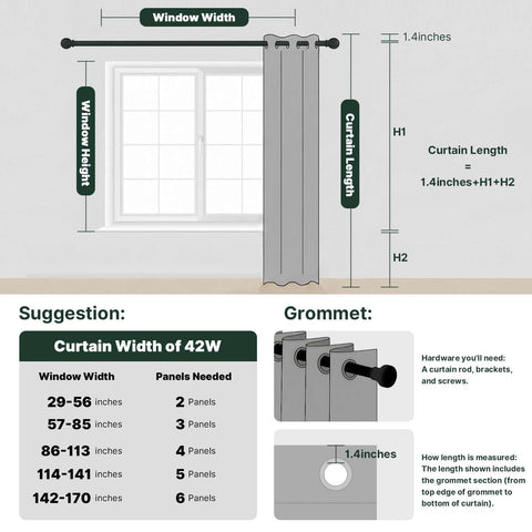 H.VERSAILTEX Primitive Linen Curtains 100% Blackout — Ivory, 2 Panels (42x45) with White Liner