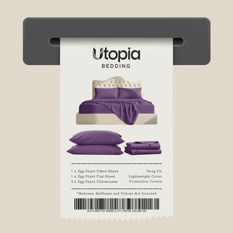 Utopia Bedding Full Size Sheet Set – 4-Piece Microfiber Sheets, Soft & Breathable, Eggplant